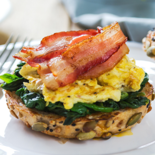 Bacon Egg And Spinach Sandwich